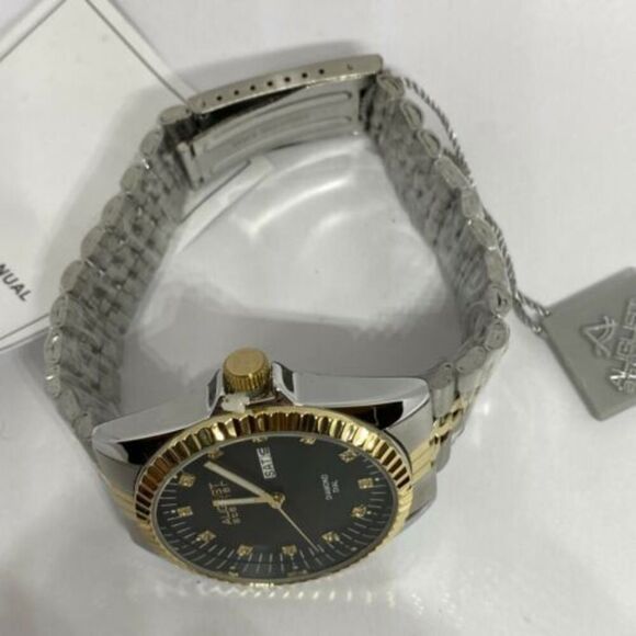 August Steiner AS8201 Men Two-Tone Stainless Steel Analog Black Dial Watch BL681 - Picture 8 of 12